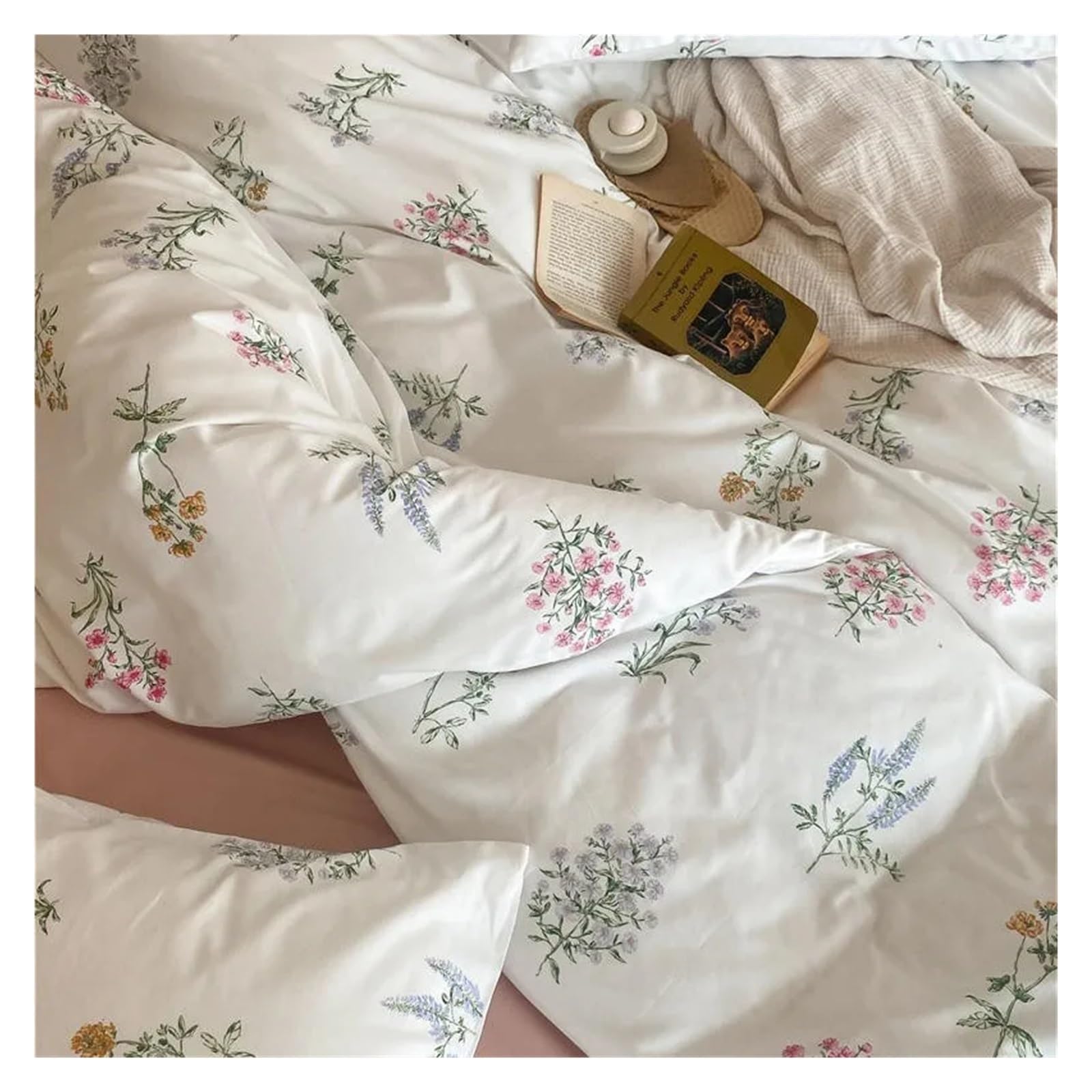 Komplet poszewek na kołdrę bawełnianą Ultra Soft Twin Queen Double King Family Size Girls Floral Pościel Poszewka na kołdrę Prześcieradło Posz(A-Łóżko Queen 1,8M 4 sztuki