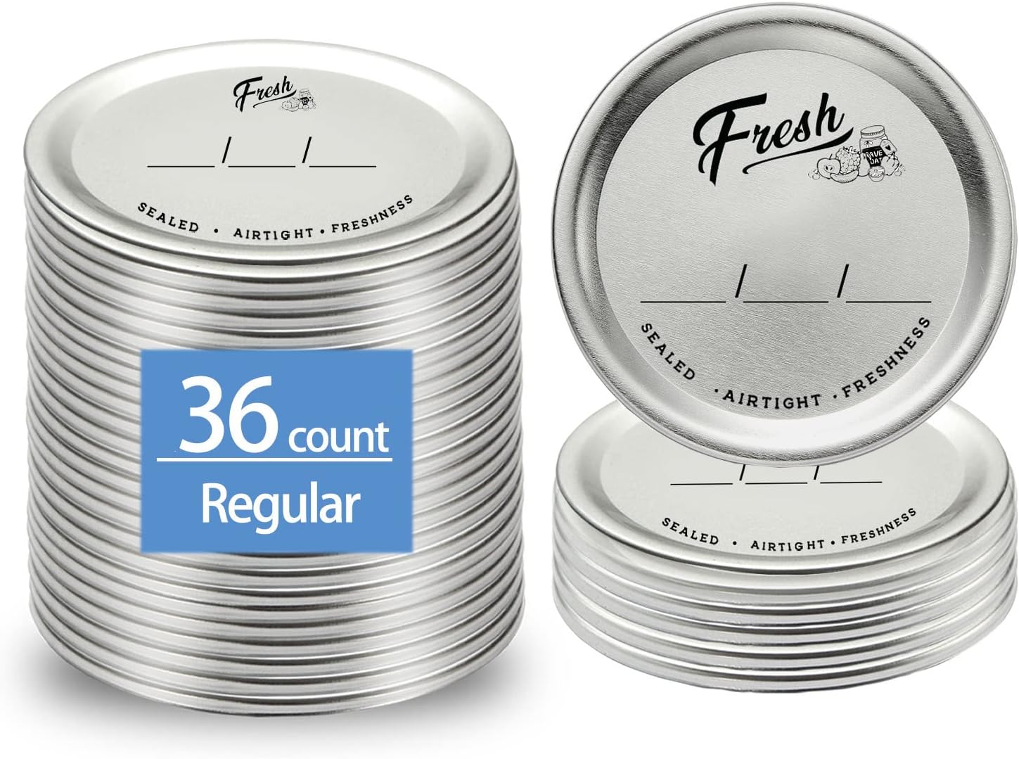 CMVTN 36Piece Regular Mouth Canning Mason Jar Lids, No