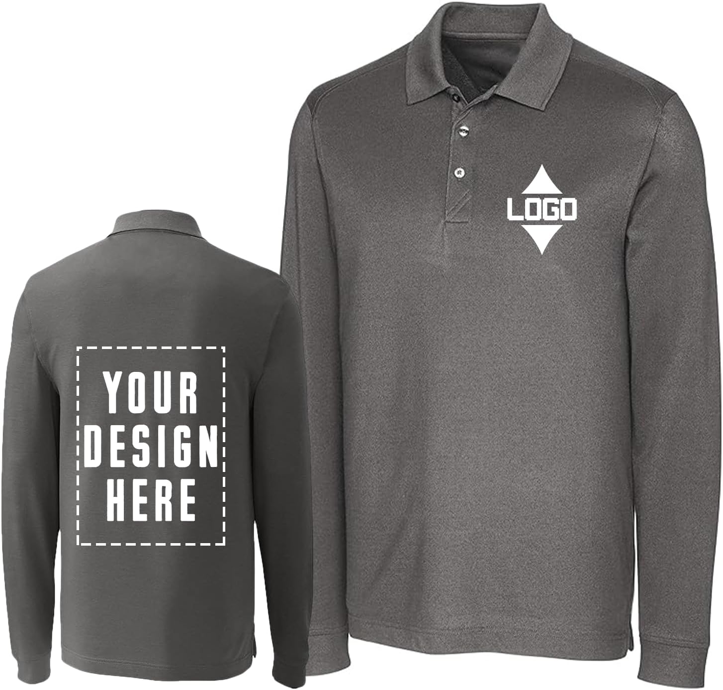 Custom Long Sleeve Polo Shirt Design Your Own Text Logo Photo Customized Personalized T Shirts for Men Front Back Print