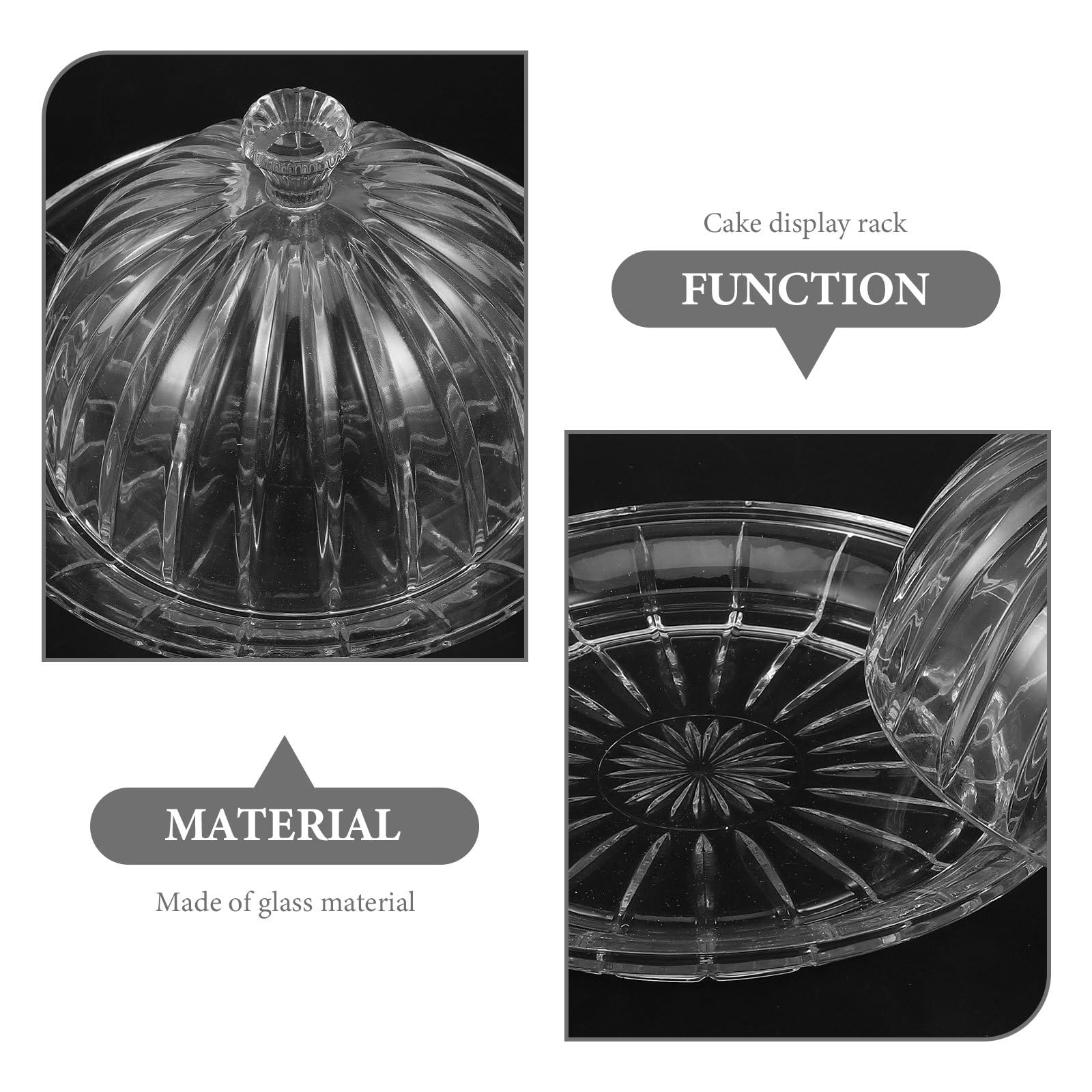 Cabilock Expositor de Tartas de Vidrio con Cúpula Transparente, Bandeja Redonda para Servir Pasteles con Diseño Versátil y Acabado Fino para Reuniones Casuales