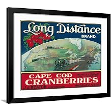 Wall Art Print Wareham, Massachusetts, Long Distance Brand Cape Cod Cranberry Label on Black Frame by Lantern Press, 40" x 32"