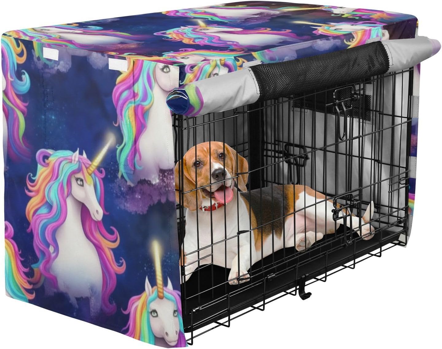 Cute Unicorns Dog Crate Cover Easy to Install, Covers for Pet Crates, Large