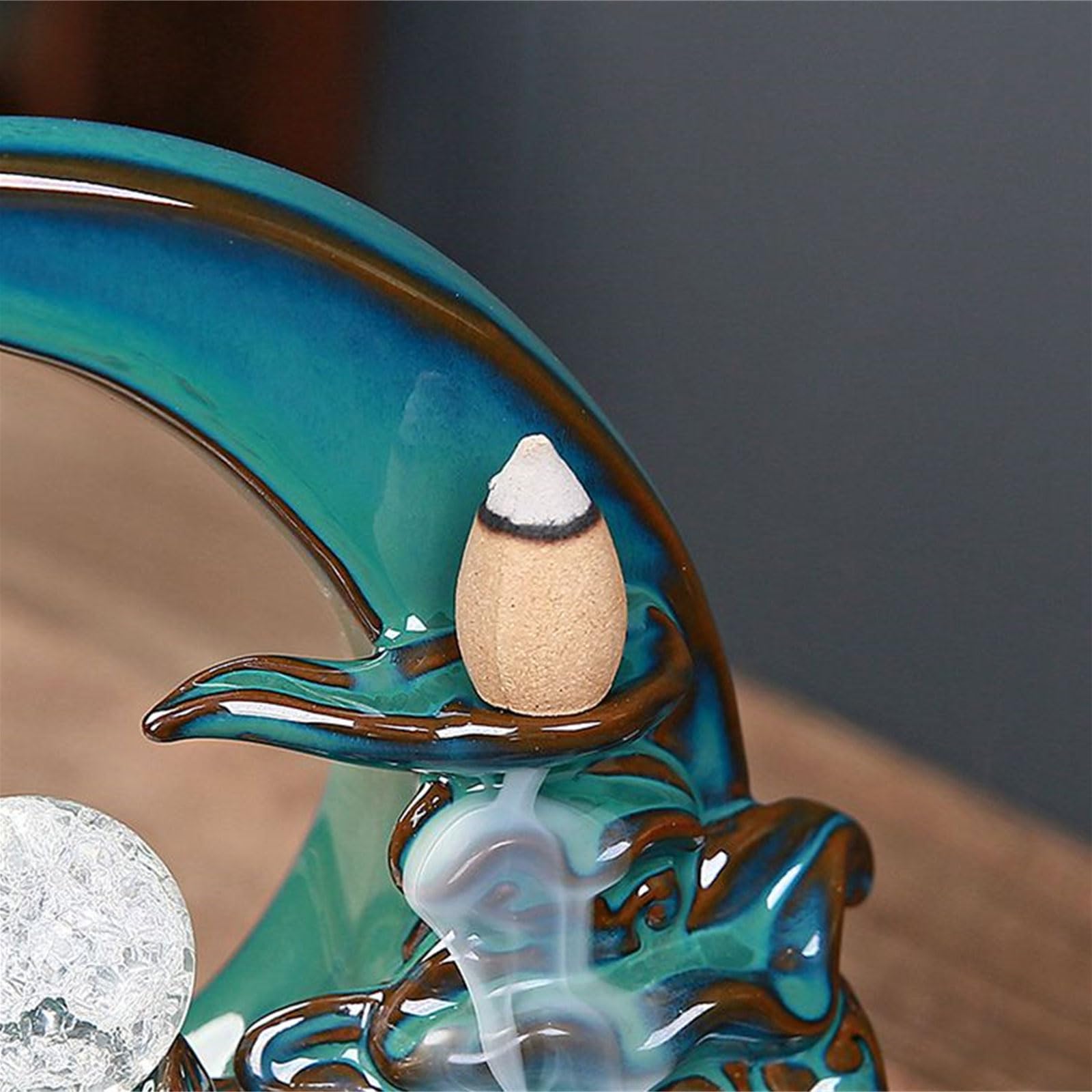 Bruciatore incenso lunare, bruciatore incenso a Cascata in Ceramica, Supporto per riflusso per aromaterapia, Ornamento per la casa, Supporto per riflusso a Cascata