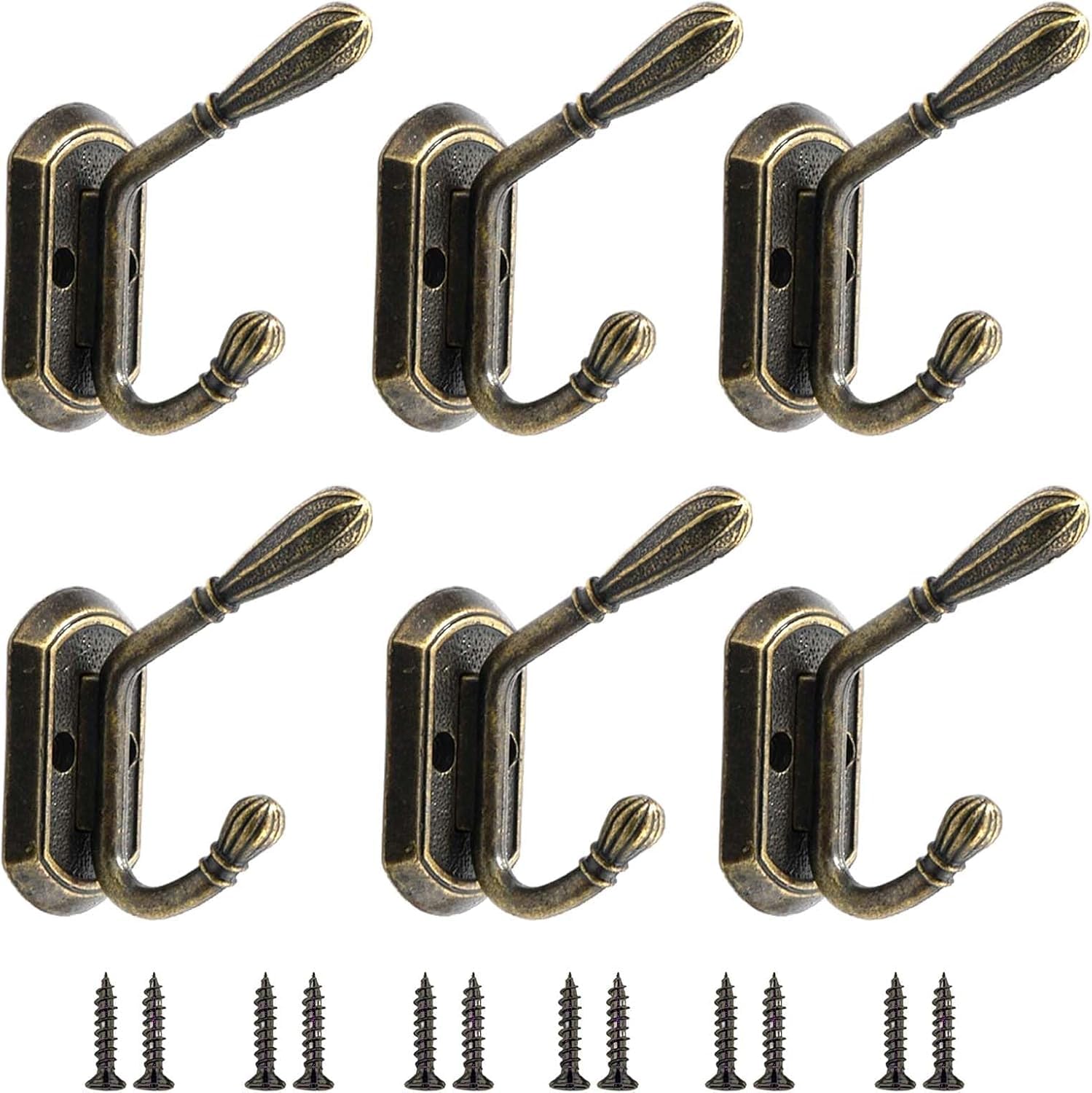 Paqwtyb One Color Hooks, 6 Pack Vintage Wall Hook Coat Hooks Mounted Rack