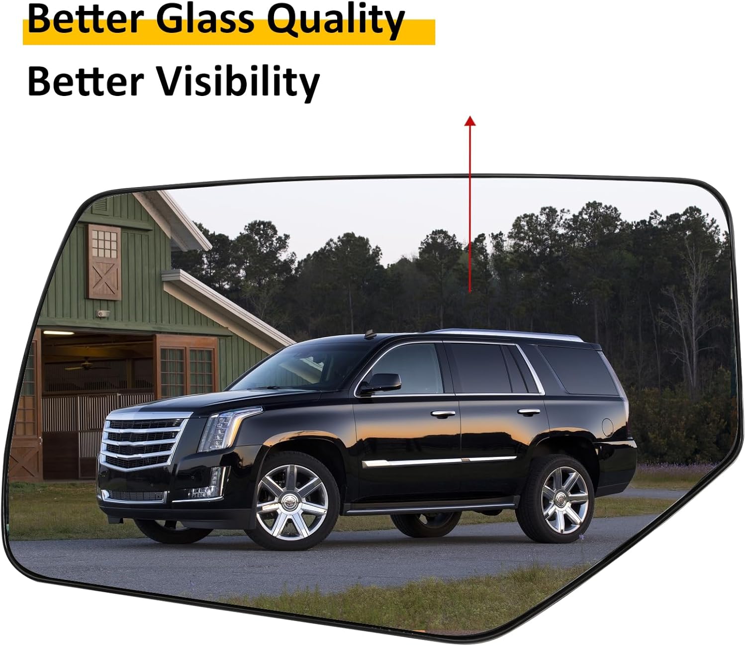 Driver Side Mirror Replacement for Cadillac Escalade, Chevrolet Chevy Suburban, GMC Yukon 2015 2016 2017 - Left Side Mirror Glass, Rear View Mirrors Glass with Power Heated