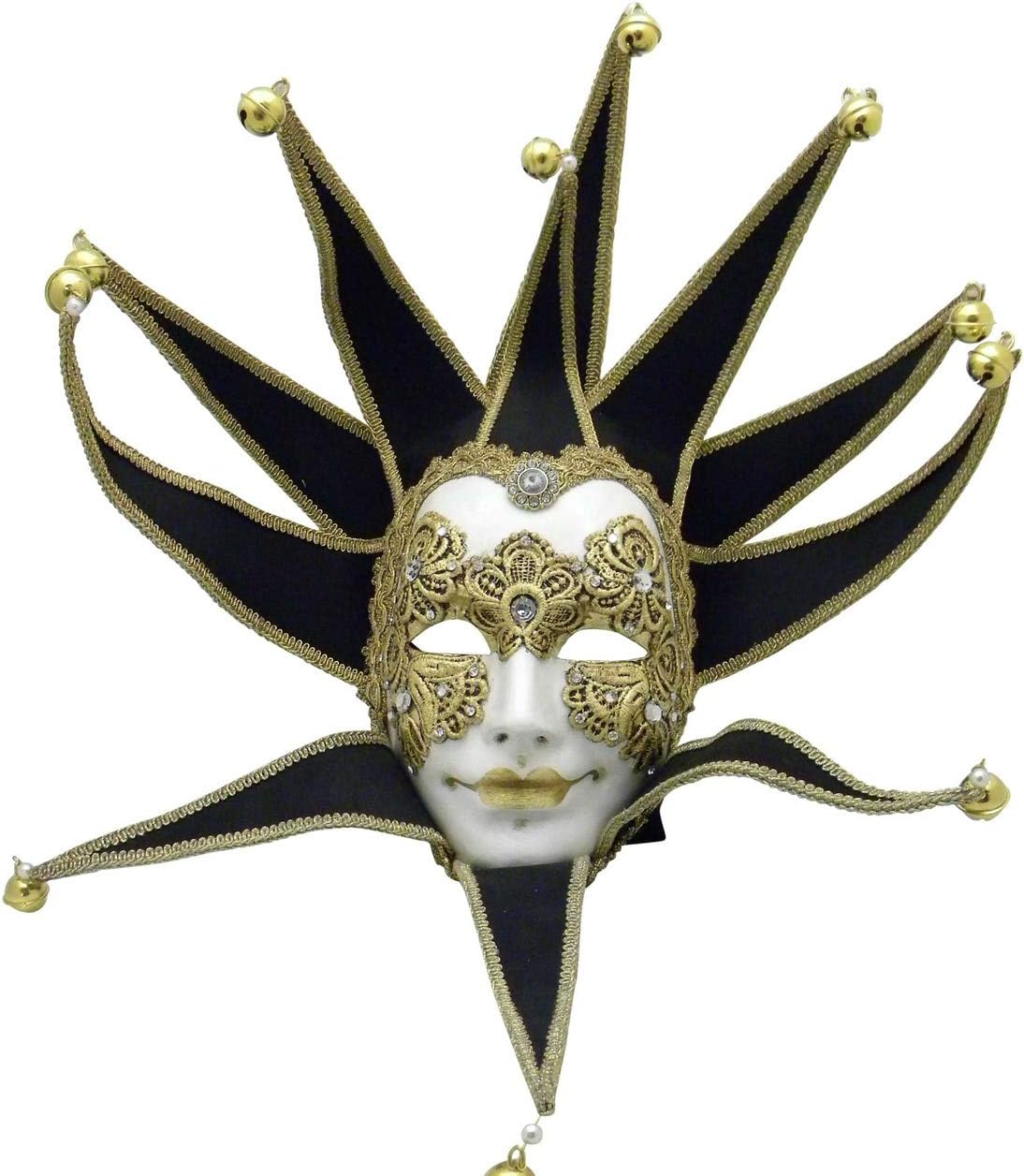Black Volto Macrame Velvet Royal Joker Venetian Mask