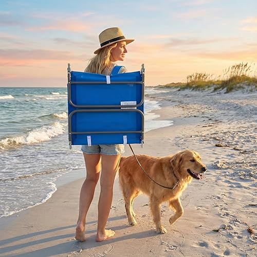 Miniatura 9 de daystar SunnyFeel Silla de Lounge de Playa, Sillas Reclinables de Playa con Mochila Planas hacia Abajo, Silla de Bronceado Cara hacia Abajo, Sillas