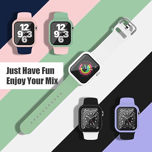 Miniatura 8 de Correa de silicona deportiva y funda con protector de pantalla para Apple Watch Series 9, Series 8, Series 7, Series 6, SE, Series 5, Series 4