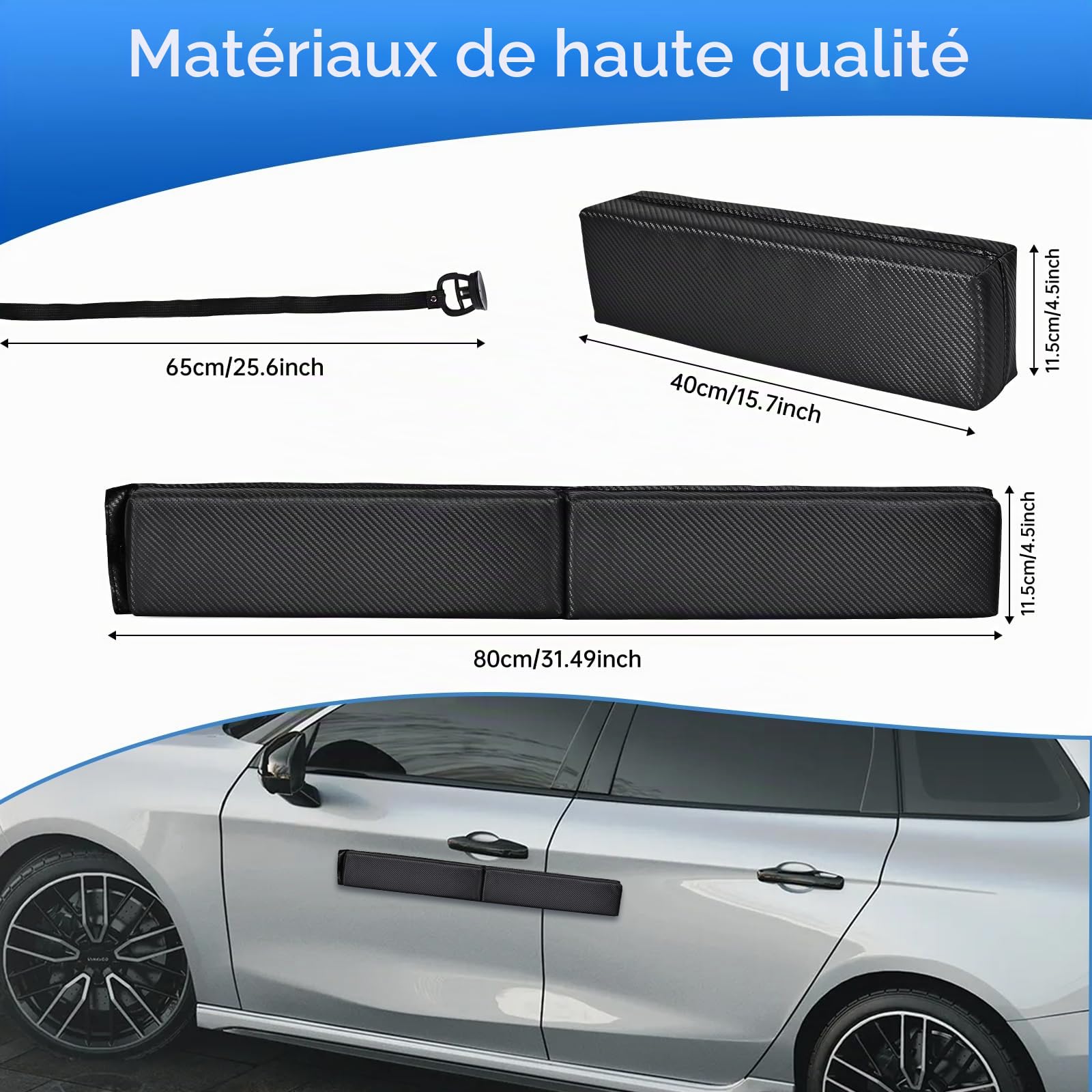 Hivexagon Protection magnétique pour Cadre de portière de Voiture - en Fibre de Carbone Vinyle Souple et Amovible - pour protéger Les encadrements de portières et Les Chocs - 80 cm (Noir)