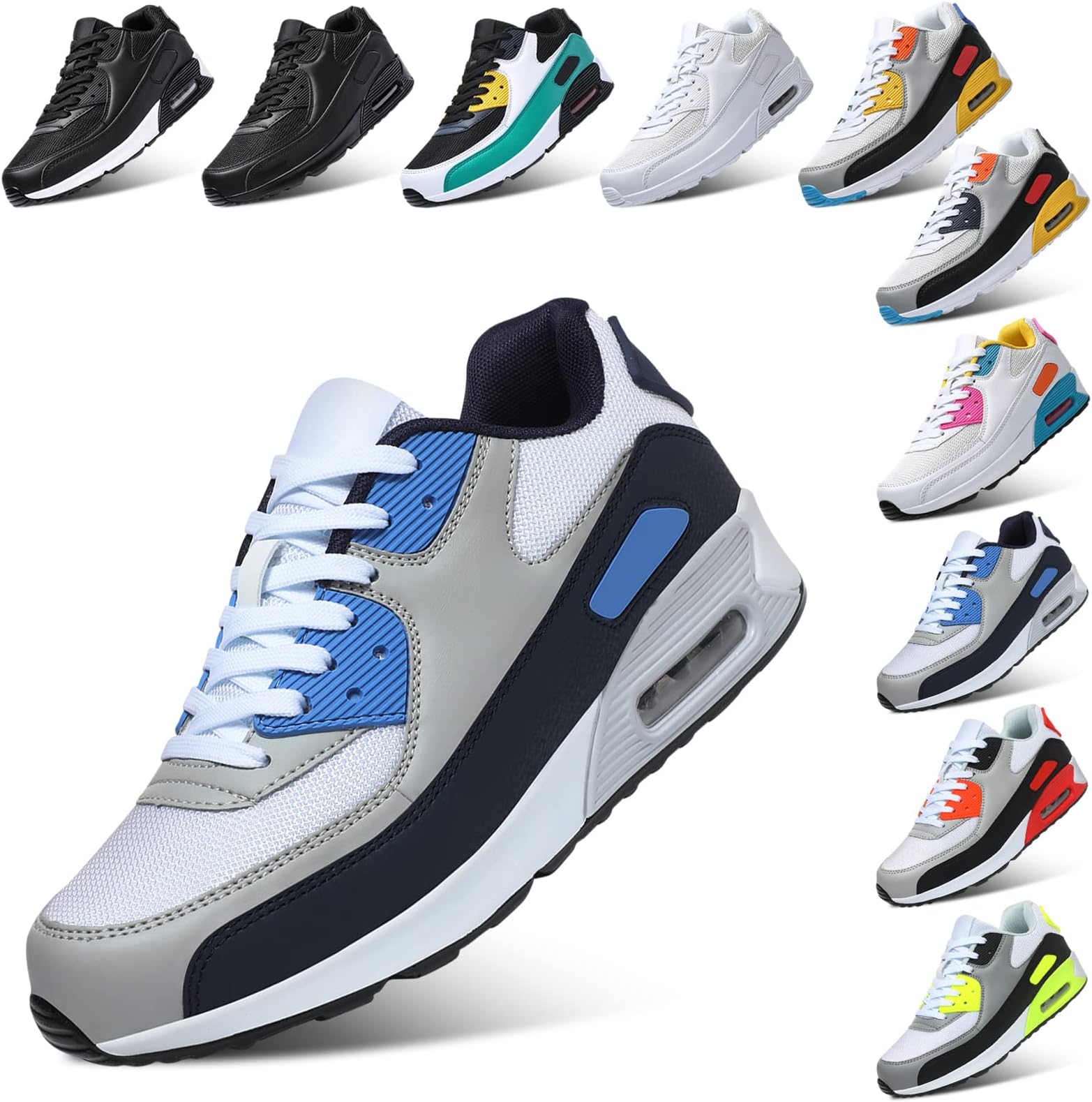 Men Women Running Shoes Sports Trainers Breathable Lightweight Sneakers Air Cushion Low Top Footwear Waking Fitness Lace up Shoes for Walking Gym Jogging Fitness Athletic Casual
