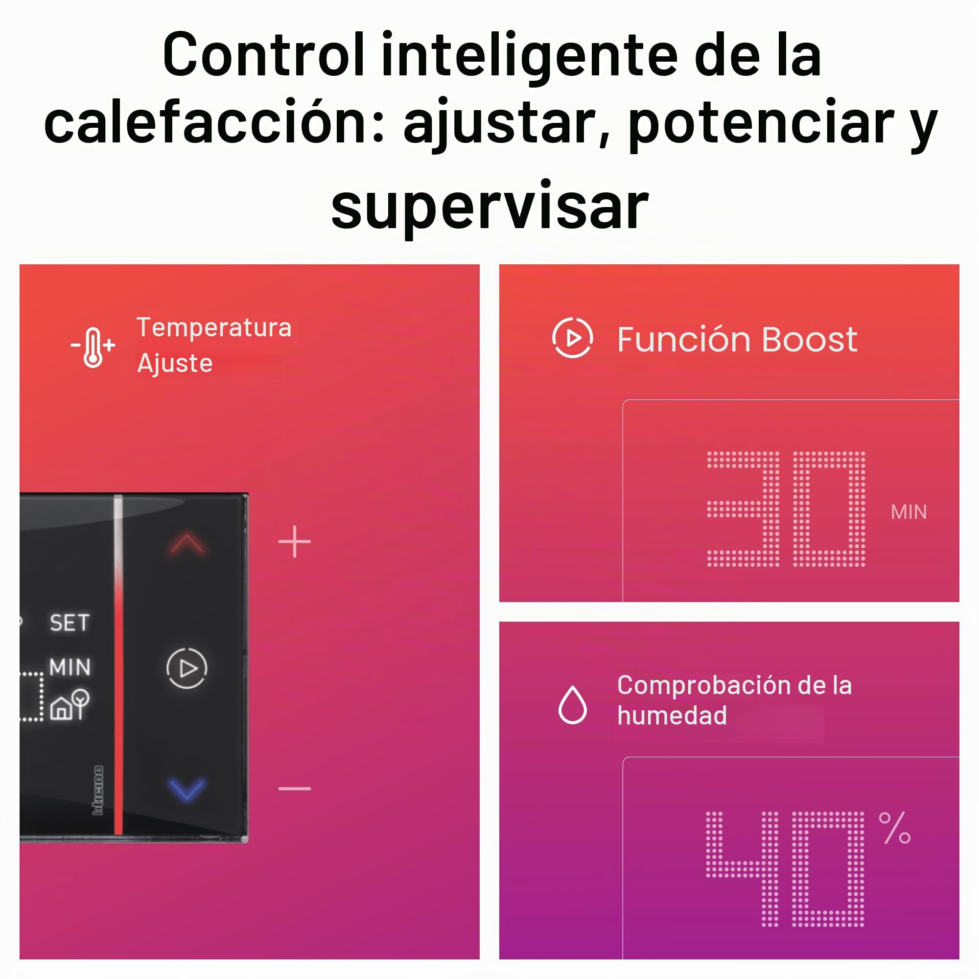 Termostato BTICINO Smarther With Netatmo XG8002 de empotrar Negro