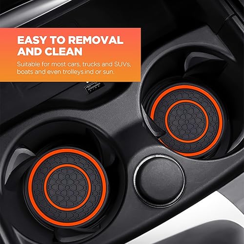 Miniatura 4 de 2 posavasos universales para auto, antideslizantes, antipolvo, 2.75 pulgadas, adecuados para la mayoría de interiores de automóviles (naranja)