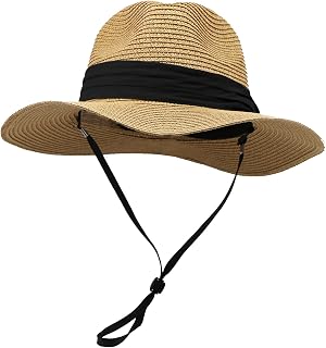 Kids-Straw-Hat Floppy-Girls-Beach-Hat Wide-Brim-Sun-Hat Foldable Summer Panama Beach Hat…