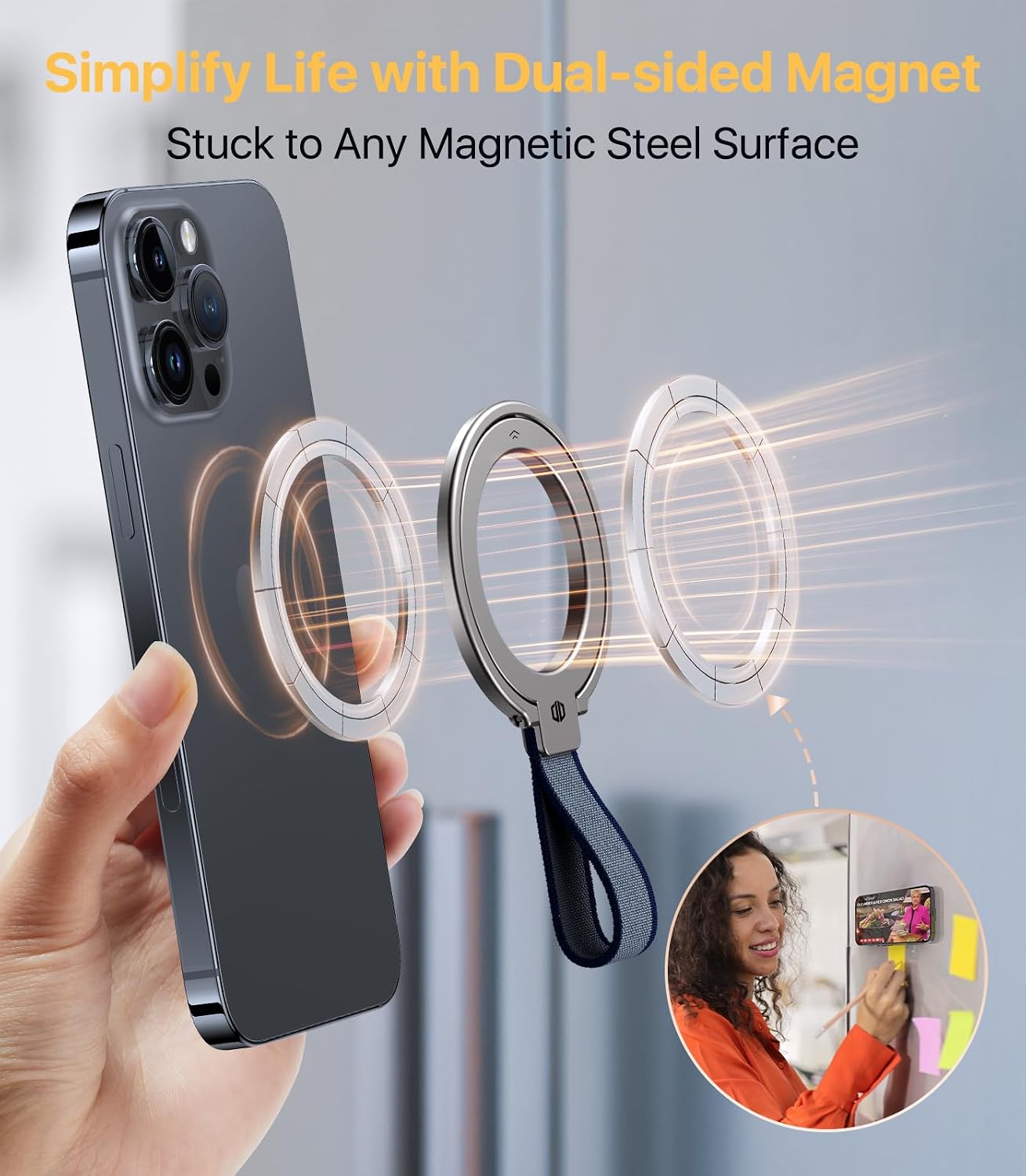 DesertWest [2024 Newest] Magnetic Phone Ring Holder for Magsafe Phone Grip Kickstand, iPhone Ring Stand for Hand, Removable Magsafe Accessories for iPhone 15/14/13/12 Pro Max, Plus, All Phones