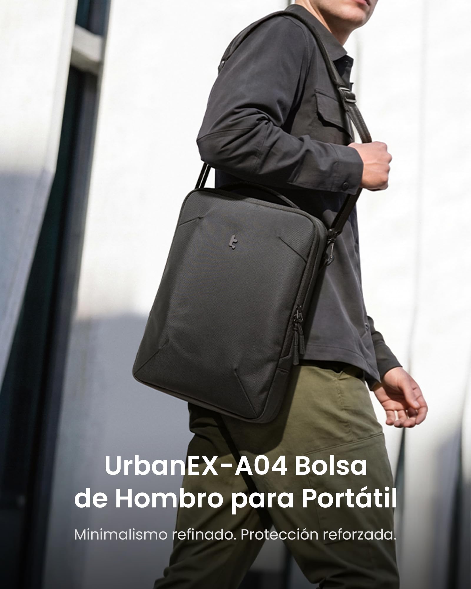 tomtoc 360° Protección Bolsa Bandolera para 14-16 Portátil, Tejido Cordura Ballistic Nylon, Resistente al Agua Funda Compatible con Macbook, Lenovo, HP, ASUS, Dell, Acer con accesorios