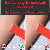 Vista 3 de CKeep Cinta de kinesiología, sin cortar, 2 rollos, cinta atlética premium elástica de algodón original, sin látex, hipoalergénica, 2 pulgadas x 16