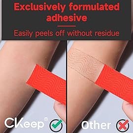 CKeep Kinesiology Tape, Uncut 2 Rolls, Original Cotton Elastic Premium Athletic Tape,Latex Free Hypoallergenic, 2inch x 16ft, Red