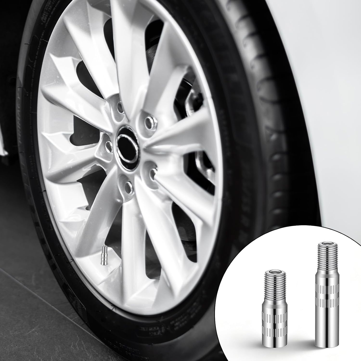 8 Pcs Brass Tire Stem Extension 39mm and 25mm Sizes Tire Valve Stem Extension Wheel Tires Cap Extender Adapter Tires Valve Extenders for Car Truck Motorcycle