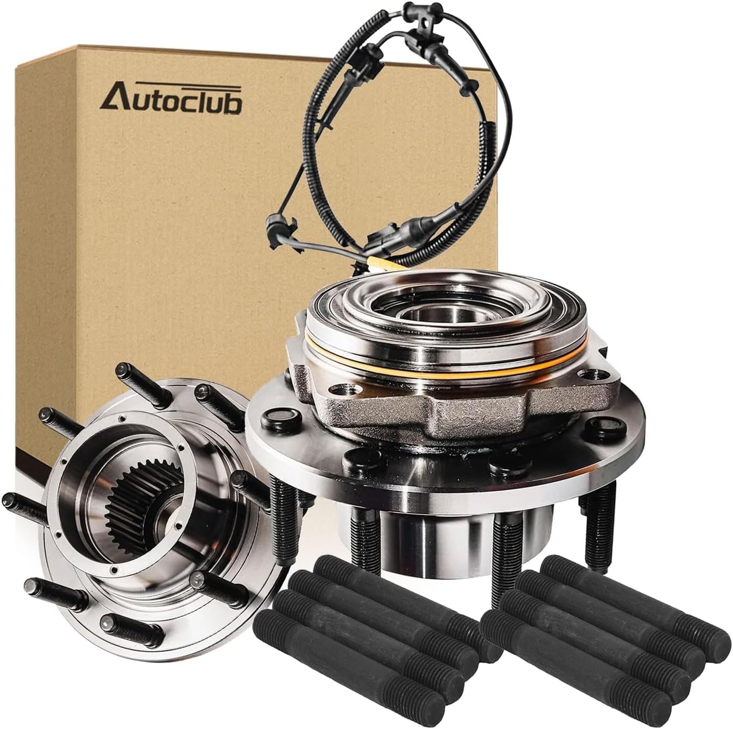 AUTOCLUB SRW 4WD w/ABS Front Wheel Bearing Hub for 05-10 Ford F-250 F-350 Super Duty 2005 2006 2007 2008 2009 2010 Assembly Replacement 2pc Set - 515081