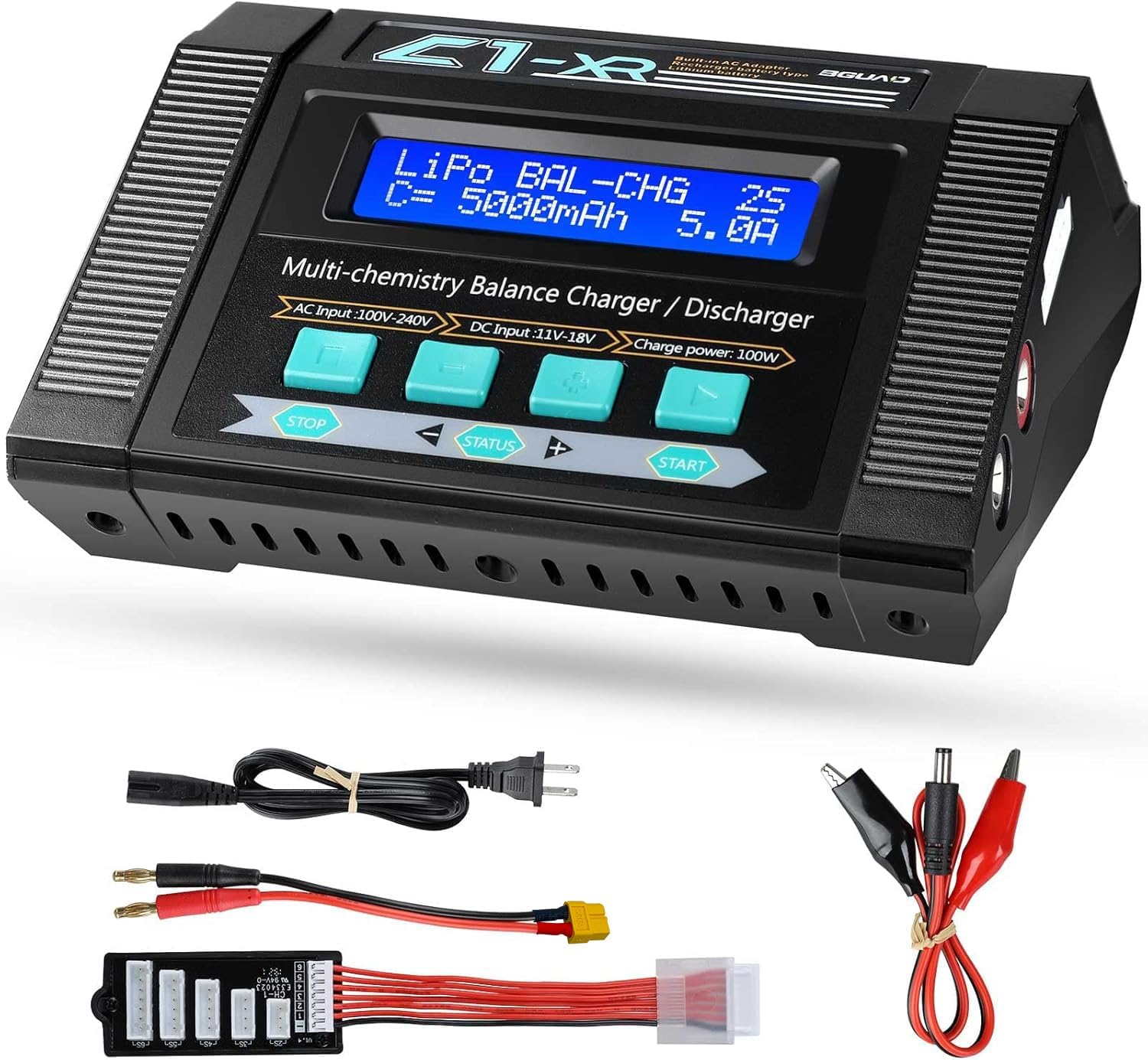 100W 10A AC/DC 1-6S Lipo Battery Charger Discharger Smart Balance Lipo Charger for LiPo LiHV Life NiMH NiCd Pb for Hobby RC Car Boat Drone FPV Racing Airplane Helicopter Airsoft
