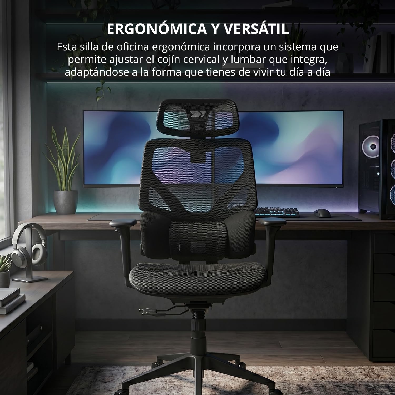 DRIFT GAMING DRAIR400 – Silla Gaming Profesional en Malla, reposabrazos 4D Acolchados, pistón Clase 4, giratoria e inclinable, Cojines Lumbar y Cervical Integrados, Negro