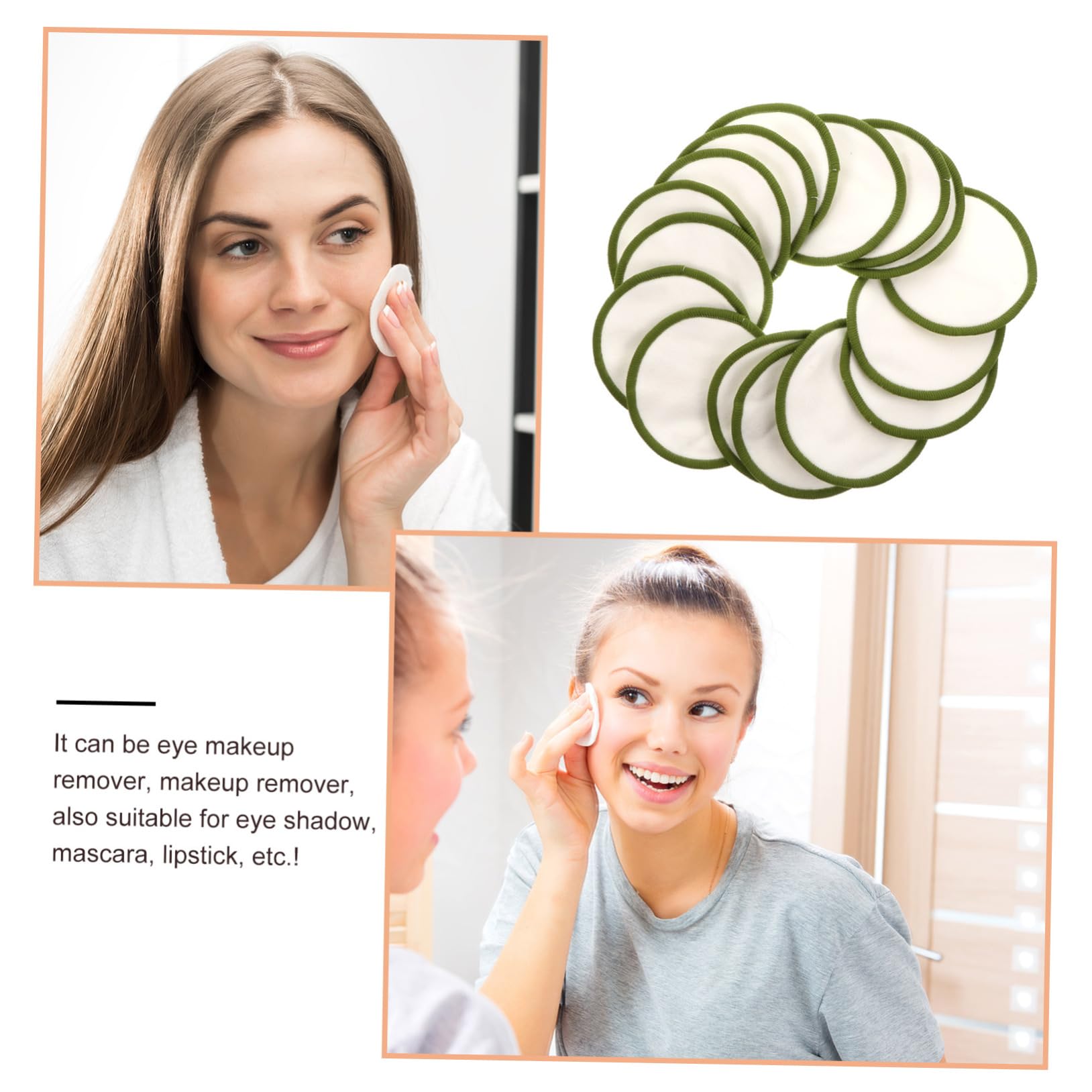 Didiseaon 2 Set dischetto struccante pad struccanti lavabili Pad struccante riutilizzabile Accessori Trucco pulito soffio struccante pastiglie per il lavaggio del viso fibra di bamboo Green