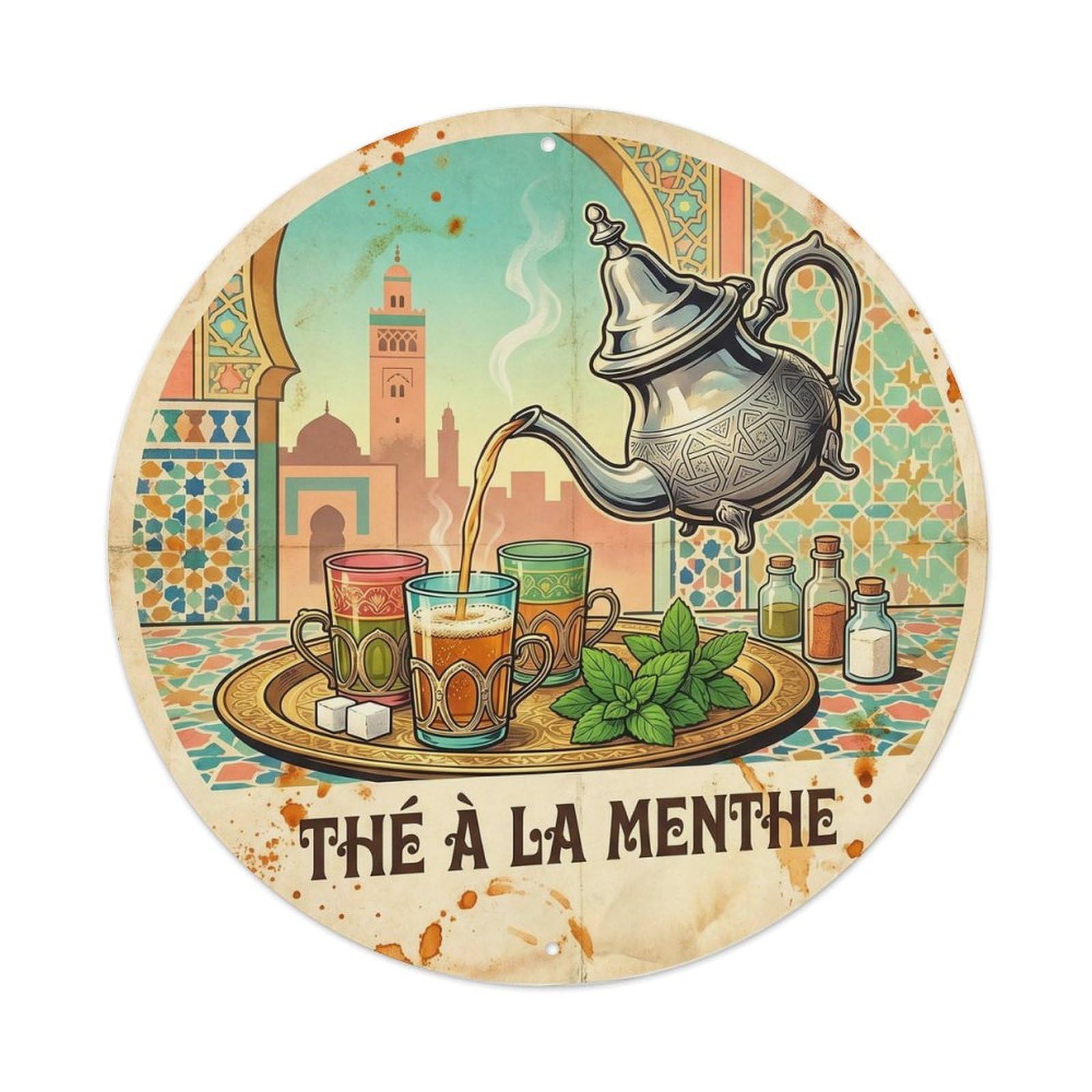 Moroccan Culture Tea Cup Afternoon Brew Cuisine Travel Metal Tin Sign