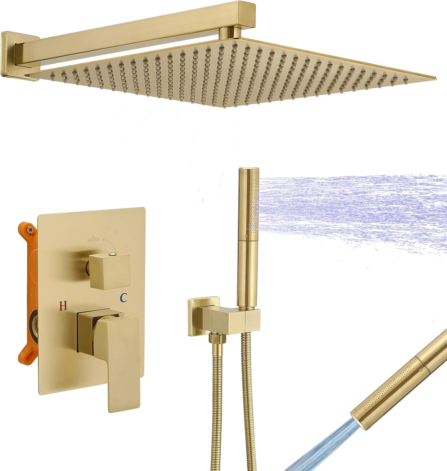 Hoimpro Shower System Set with 12 Inch Bathroom Rain Mixer Shower Head