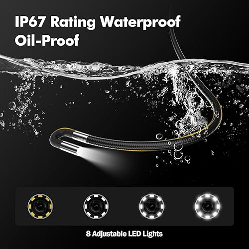 Miniatura 7 de Boroscopio articulado de dos vías NIDAGE 0.24 pulgadas cámara de endoscopio articulado con luz 5 pulgadas IPS cámara de inspección flexible de fibra