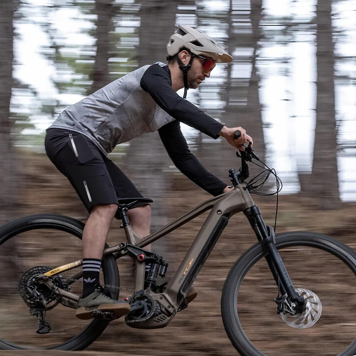 Lo.gas Mountain Bike Shorts for Men,3D Padded Loose-fit Cycling Biking Bicycle Shorts Mens with Underwear Zipper Pockets - Image 6