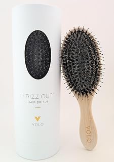 VOLO Frizz Out Bamboo Hair Brush for Anti Frizz, Scalp Care, Detangler with Boar Bristles & Nylon Pins, Works for All Hair Types, Travel Hairbrush for Women & Men