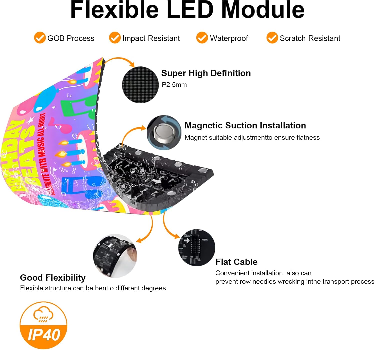 Curved LED DJ Booth, P2.5 GOB LED DJ Table with App Control, Portable LED Screen Display DJ Booth Facade Wheels, Fast Content Management for Rentals, Nightclubs, Events, Parties