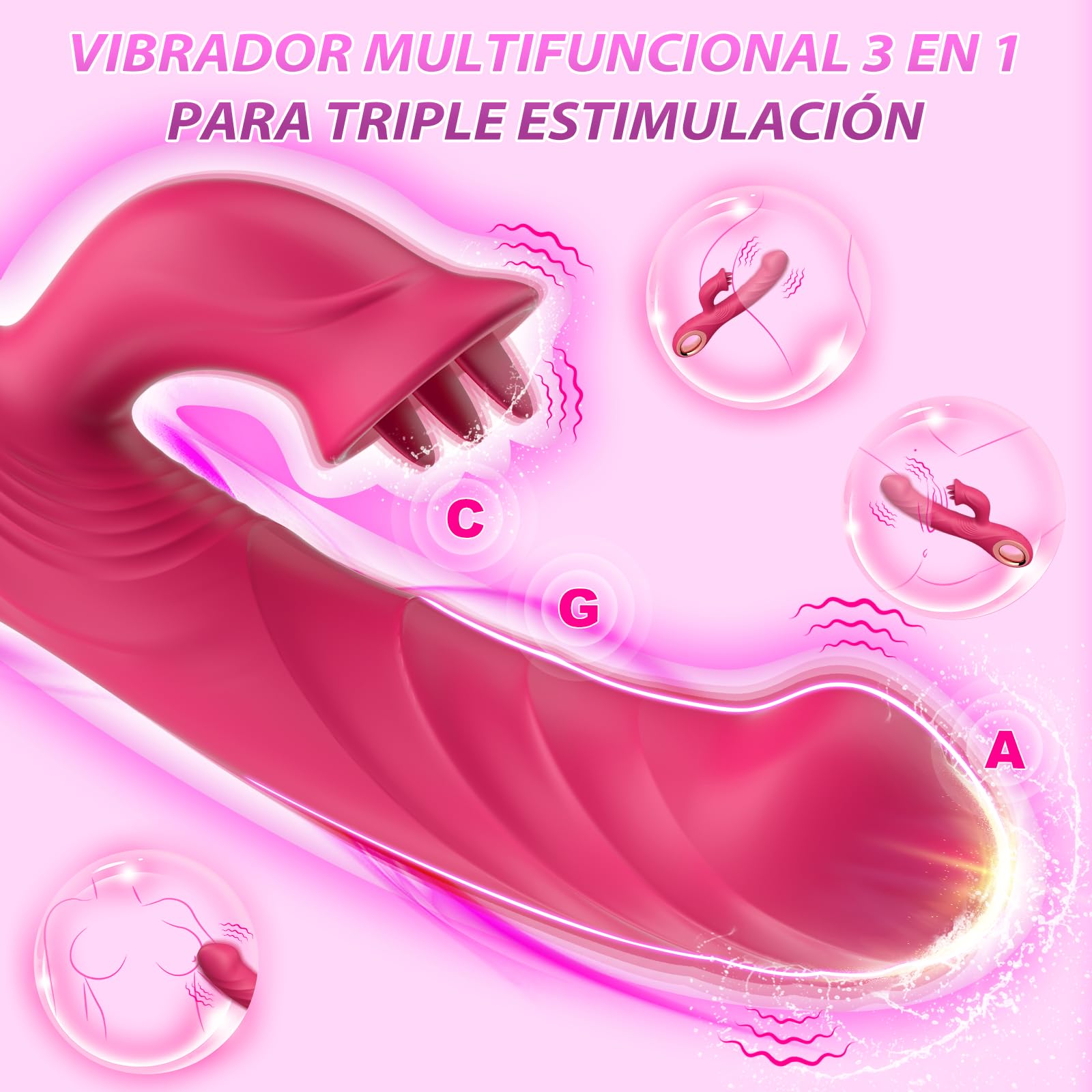 Vibradorador Mujer Juguetes Eróticos Dildo - Vibradorador Clítoris con 10 Vibraciones & Meneo y Lamido Sex Toys Vibrador Mujer Juguetes Sexuales Vibradores Mujer Consoladores.. para Mujer con Vibració