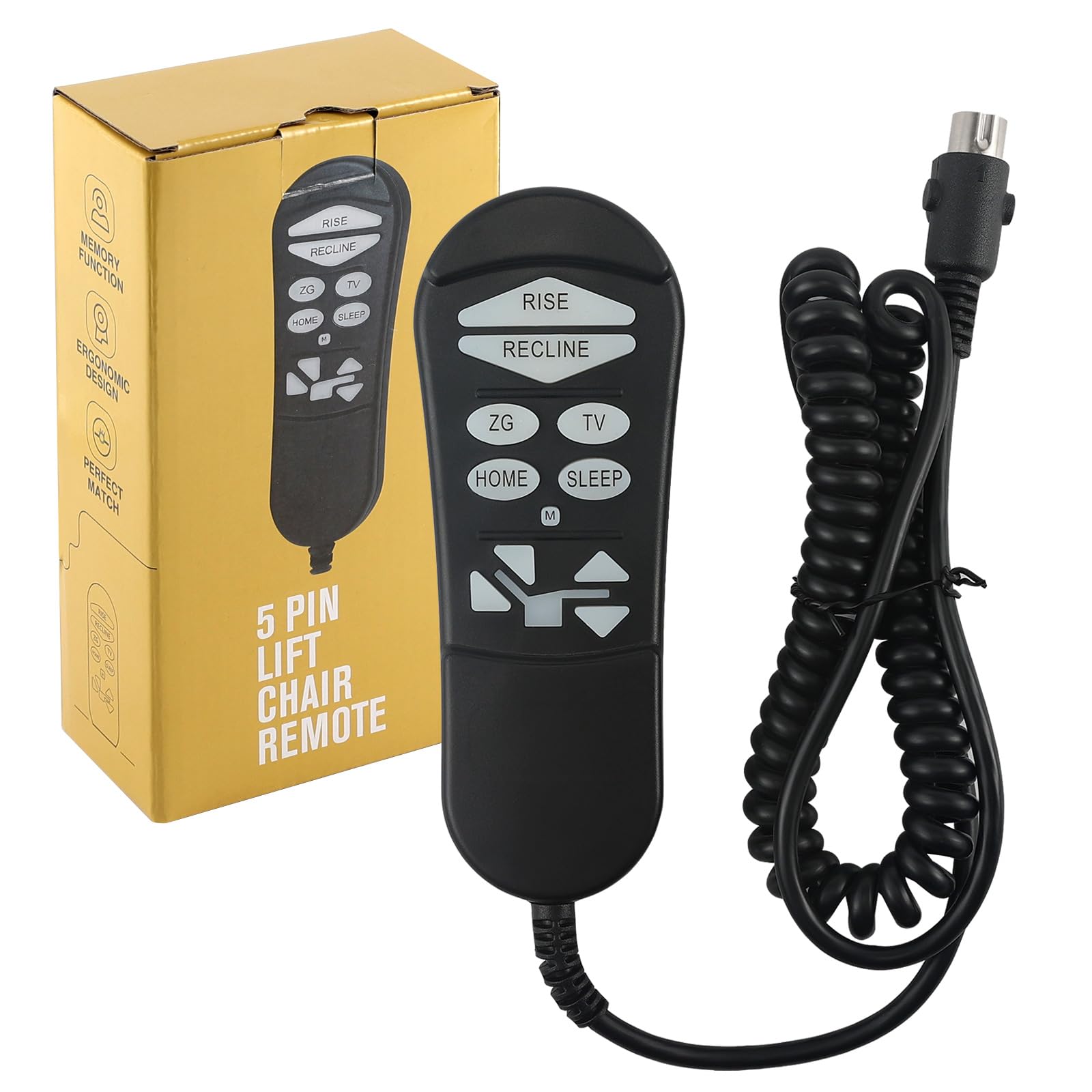 Photo 1 of LAWETA ZKAD-5 Lift Chair Remote Control 5-Pin 11-Button (Include SIT or Home, Not Twilight)?Fits for Golden & Ultra Comfort Dual-Motor Chairs?Replacement for ZKAD-2 ZKAD-3 ZKAD-4