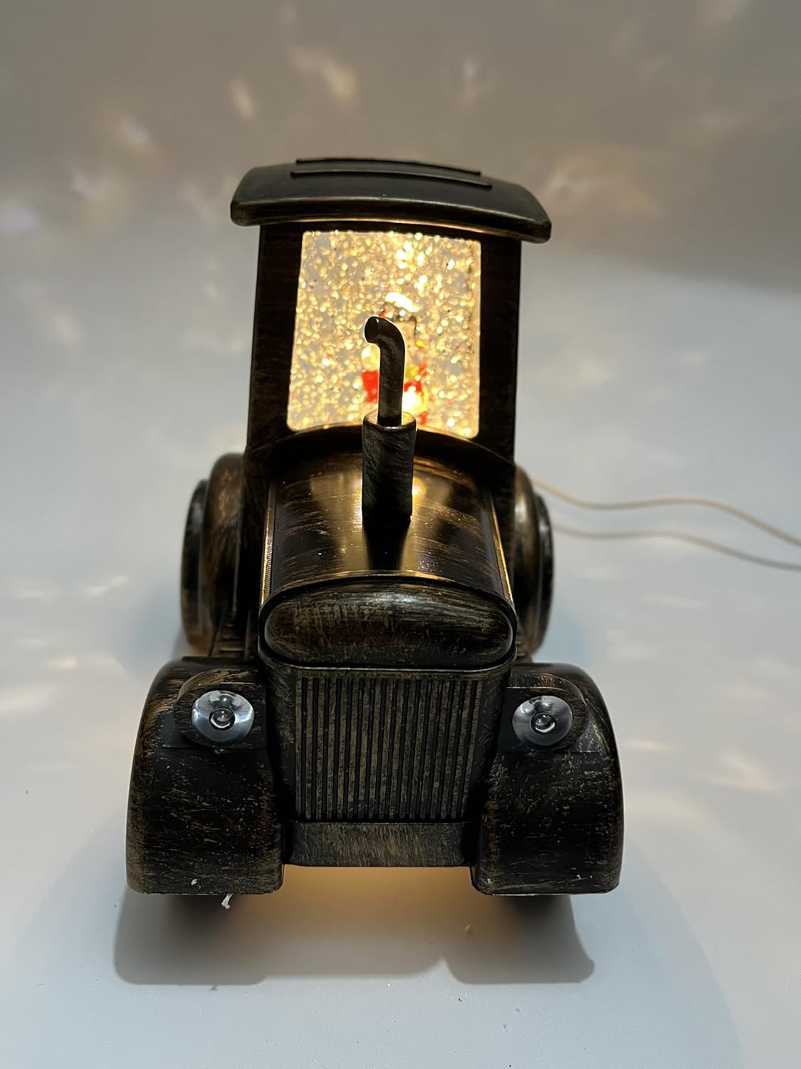 Christmas Snow Globe Night Light - Illuminated Snowman and Tractor Lantern with Floating Snow - Festive Tabletop Decoration and Perfect