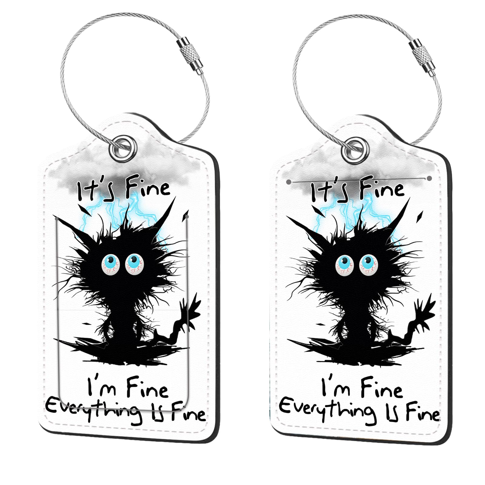 2 Pcs Luggage Tags for Suitcases, PU Leather Cruise Ship Luggage Tags with Privacy Cover Label Address Card and Durable Metal Ring Suitable for Men