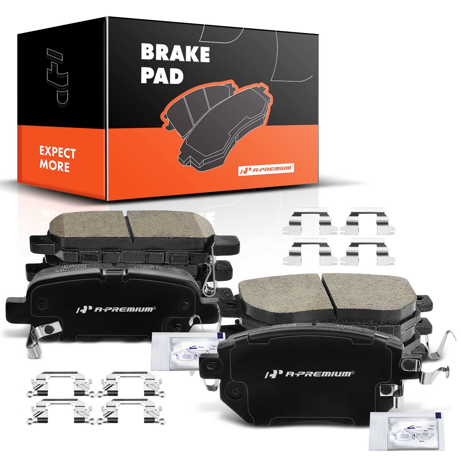 Front Rear Ceramic Brake Pads & Clips for Nissan Altima Murano Maxima FX35 FX45
