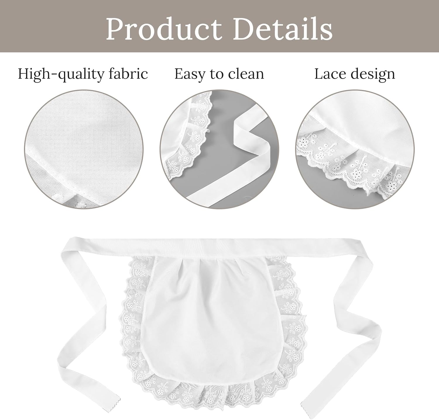 Maid Apron White Waist Apron with French Headdress for Kitchen