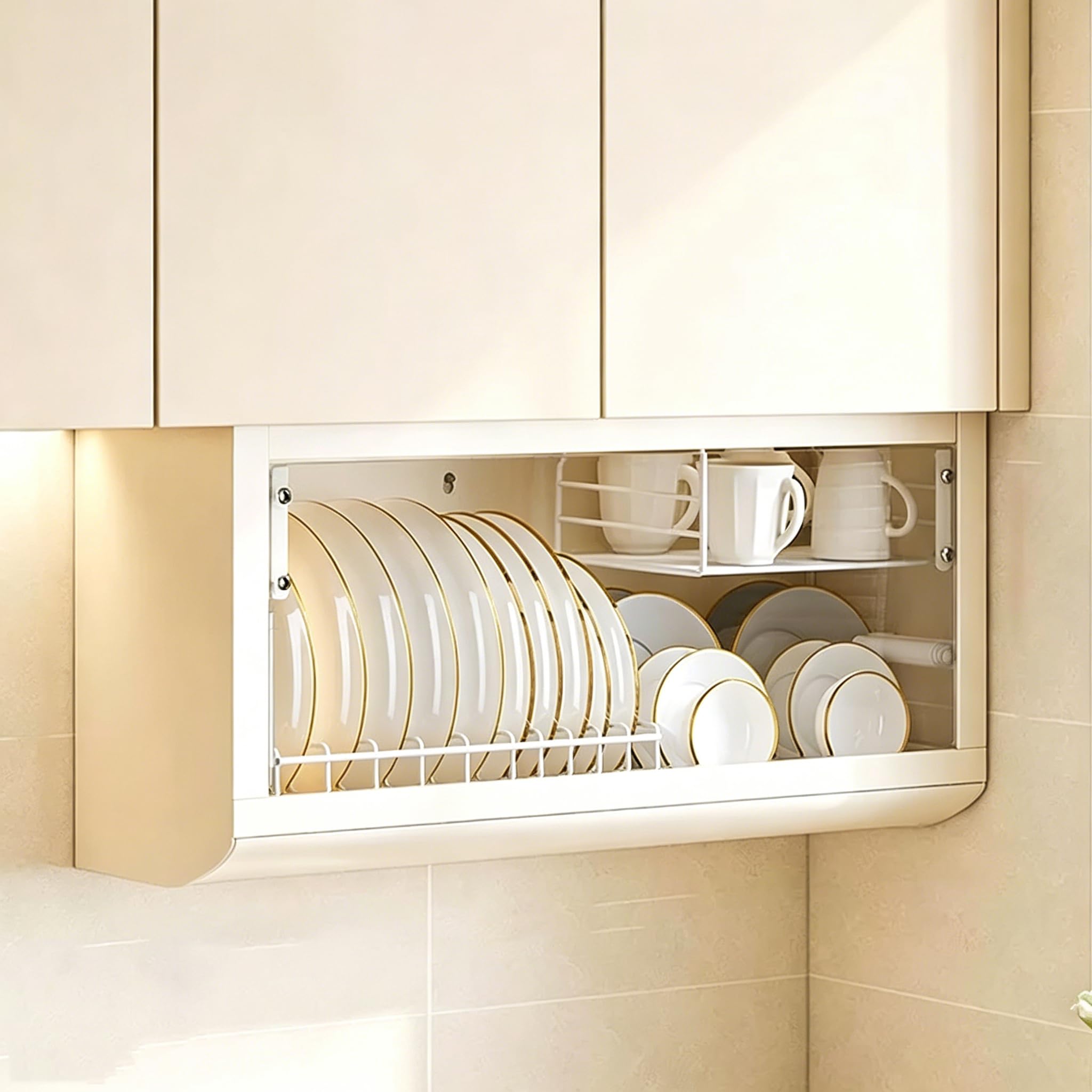 DLLDQBD Stainless Steel Cabinet - Wall Mounted Kitchen Storage Rack(Size:60.5x24.3x34.5cm)