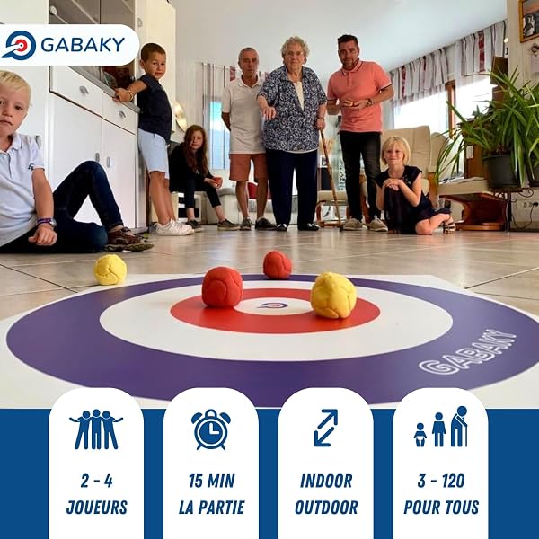 GABAKY Jeu de Pétanque Originale, Mix de Palet et Curling, Cible avec 8 Boules Molles, Tout Terrain Intérieur Extérieur Indoor Outdoor (Édition Classique) - 4