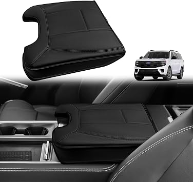 غطاء مسند ذراع وحدة التحكم المركزية Muslogy مناسب لإكسسوارات Ford Expedition 2025 2026، وسادة مسند ذراع مريحة، وسادة غطاء وحدة التحكم، جلد نباتي، سميك عادي
