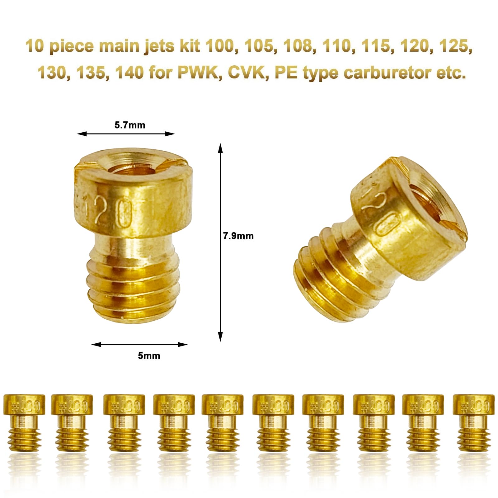 20Pcs Main Jet Kit Pilot Slow Jet Set Fit For Keihin OKO KOSO PE - Foto 4