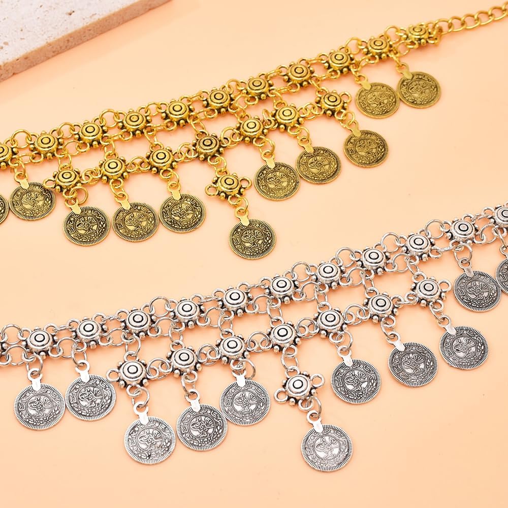 Vintage Coin Tassel Statement Necklace for Women Boho Adjustable Chain Fashion Choker Necklaces Chunky Oxidized Personalized Indian Jewelry Bollywood Jhumka Festival Wear Traditional Wedding - Image 5