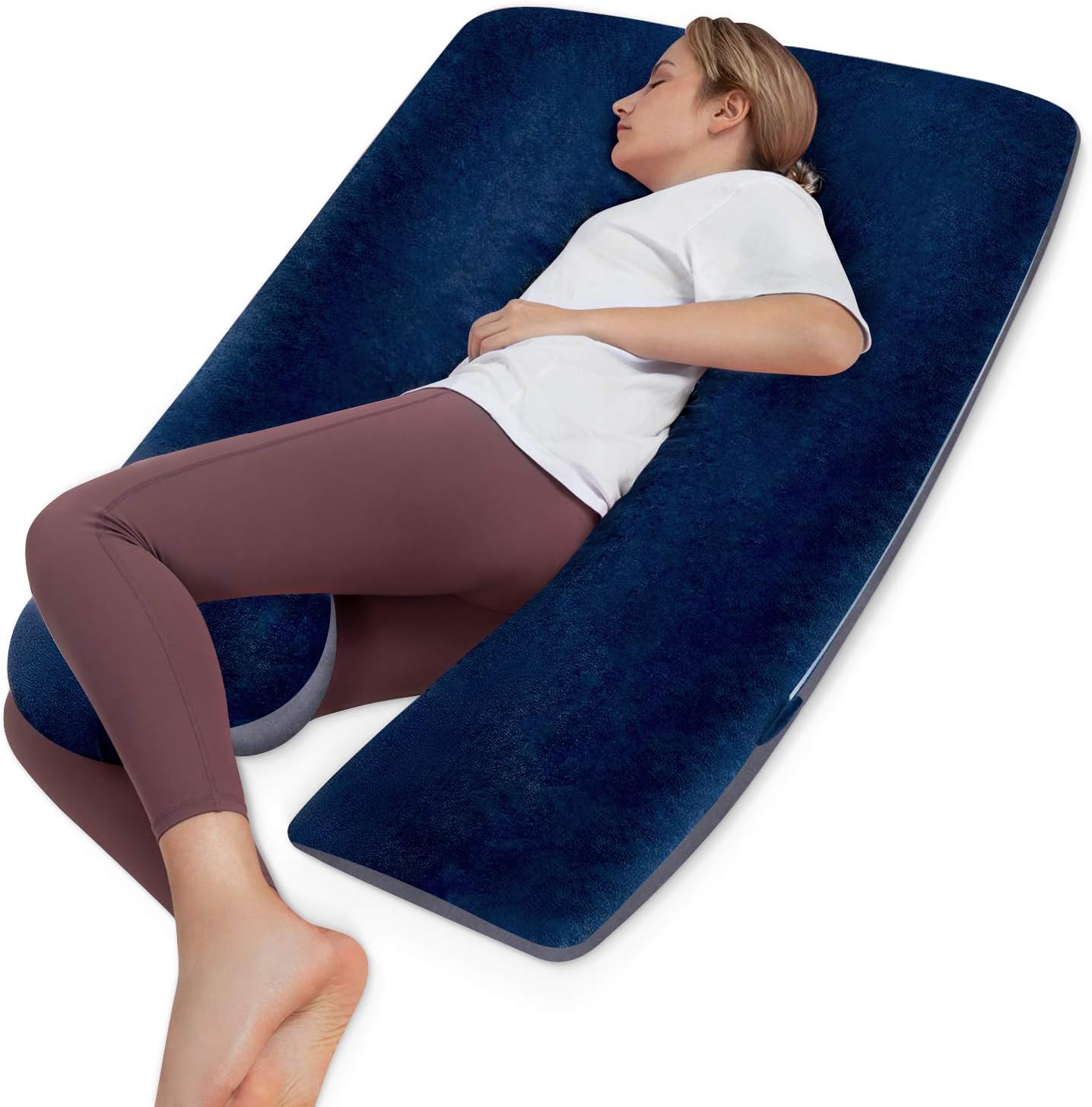 HBselect Full Body Maternity Pillow U Shaped Pregnancy Pillow with Zip Detachable Velvet Case Cover/Nursing and Breastfeeding Support Pillow(145 * 80cm)