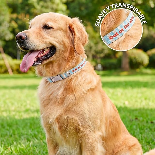 Foto 4 de 7 de Fisura - Collar para Perros Ajustable con Mensaje “out of The Office”. Collar de Nylon para Perro Mediano…
