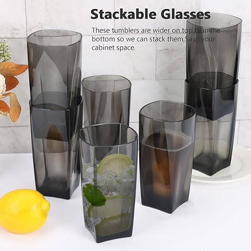 Miniatura 6 de Topsky Vasos de agua de plástico de 20 onzas, juego de 8 vasos transparentes irrompibles de acrílico transparente reutilizable para jugo para fiesta