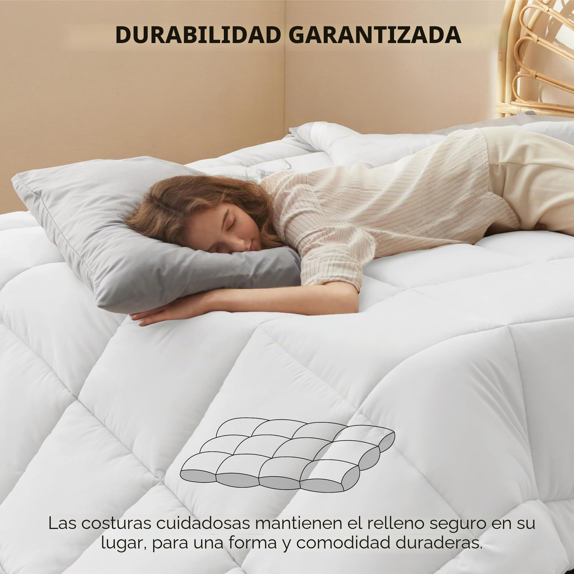 Bedsure Edredón Relleno Nórdico 220x240-450gsm Doble Invierno, Blanco | Certificado Oeko-Tex, edredón cálido 4 estaciones, acolchado suave, lavable a máquina sin deformaciones