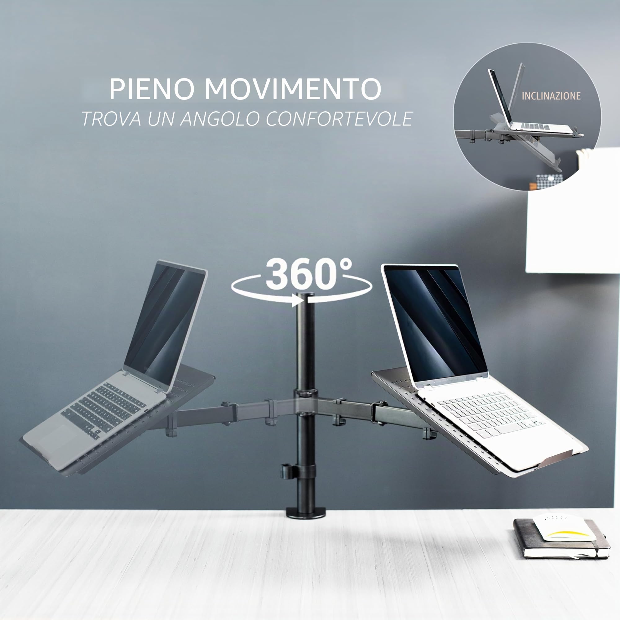 VIVO Supporto da scrivania per laptop singolo, estensione completamente regolabile con morsetto a C (STAND-V001L)