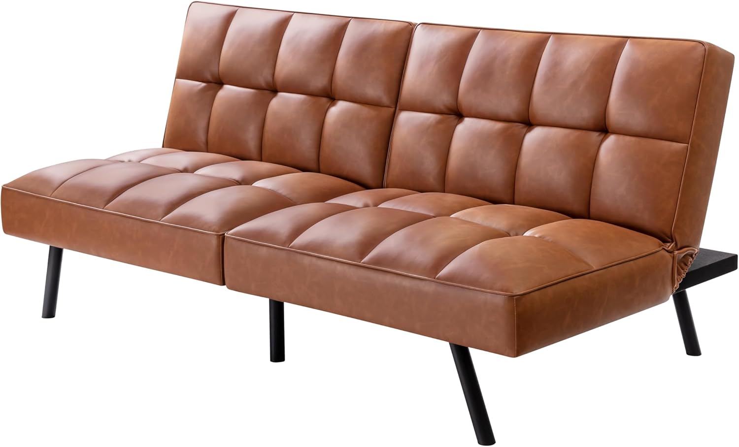 Futon Sofa Bed, Comfortable Futon Sofa Couch, Memory Foam Convertible Loveseat Sofa Bed, Split Back & Seat, Brown