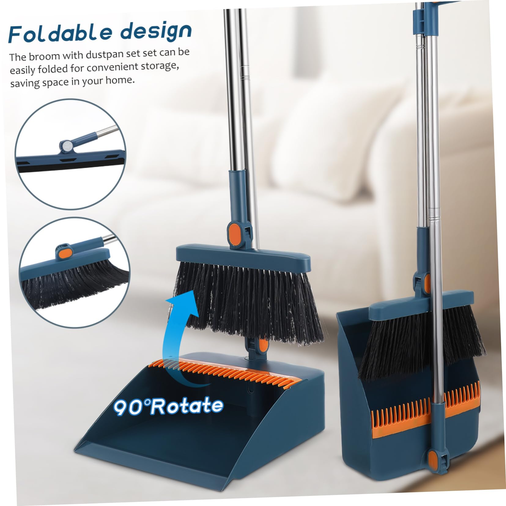 BESTYASH Set Scopetta e Paletta Pieghevole Blu in Plastica